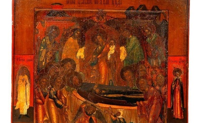 An Icon Panel of the Dormition of the Theotokos.