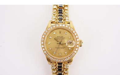 An interesting 18ct gold ladies Rolex oyster date just, circ...