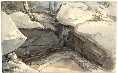 Anastasi, Augustuste Paul (1820-1889). "Fontainebleau 1842". Drawing, watercolour and pen...