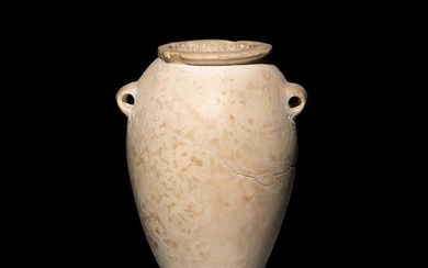 Ancient Egyptian Stone Predynastic - Thinite Period White and fine Limesto Jar Vase - ex. NICOLAS TANO, Cairo, 1930 - 1960.