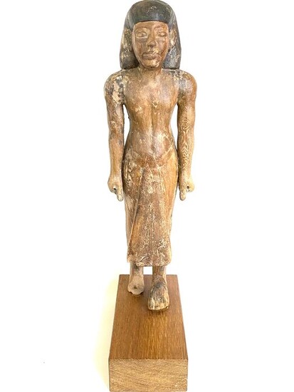 Ancient Egyptian Wood Funerary Figure of a Standing Man - 67 cm Tall *without base