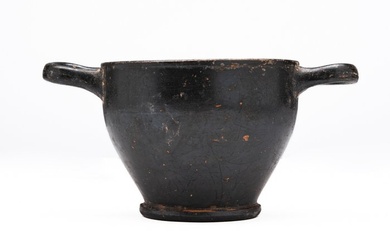 Ancient Greek, Attic Black-glazed Pottery Skyphos