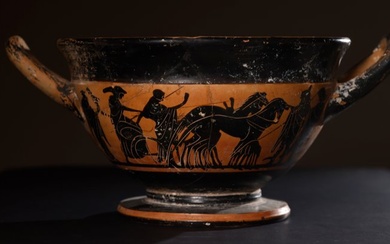 Ancient Greek Ceramic Attic Skyphos with TL Test. - 15.5 cm