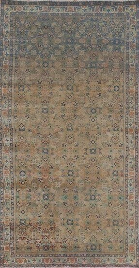 Antique Hand-Knotted Mahal Persian Wool Rug 4x8