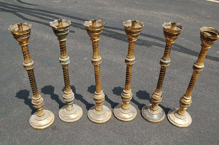 Antique Traditional Set of 6 Altar candlesticks + 30