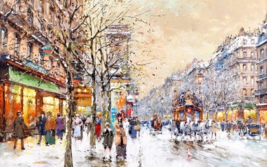 Antoine Blanchard (1910-1988) French "Paris, Porte St Denis" Signed, oil...