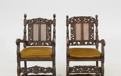 Armchairs, a pair in Baroque style, first half of the 20th century
