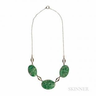 Art Deco 14kt Gold and Jade Necklace