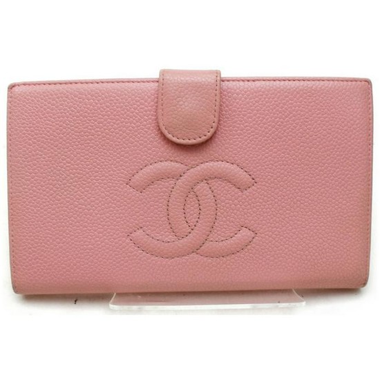 Authentic CHANEL Cavier Skin Long Wallet