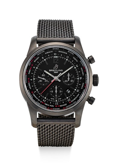 BREITLING | TRANSOCEAN UNITIME PILOT, REFERENCE MB0510, A LIMITED EDITION PVD COATED STAINLESS STEEL CHRONOGRAPH WORLDTIME WRISTWATCH WITH DATE AND BRACELET, CIRCA 2014