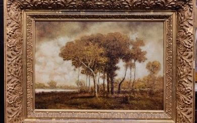 Beautiful Leon Richet Late 19th c. O/B Landscape Painting