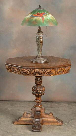 Beautiful highly carved antique oak Lamp Table, circa