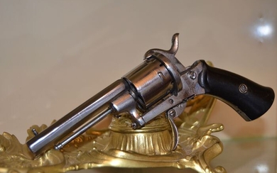Belgium - 1840/1850 - Magnifique revolver chromé ELG TYPE LEFAUCHEUX crosse en ébène en très bon état - Nettoyer & prêt à tirer - Revolver - 7mm Cal