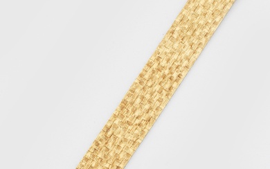 Bracelet Cocktail en or jaune, façonné 750. Bracelet à maillons larges et massifs avec motif...