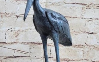 Bugatti Inspired Stork Bronze Sculpture - 13.5" x 7"