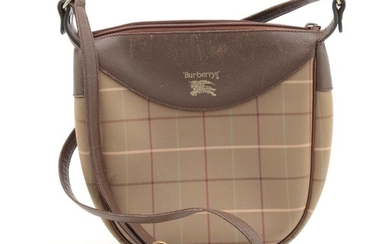 Burberrys Plaid Crossbody Bag with Brown Saffiano Leather Trim, 1980s Vintage