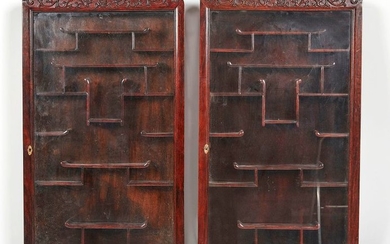 CHINA or ASIA. Pair of exotic wood showcases...