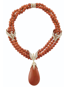 CORAL AND DIAMOND NECKLACE, FRED