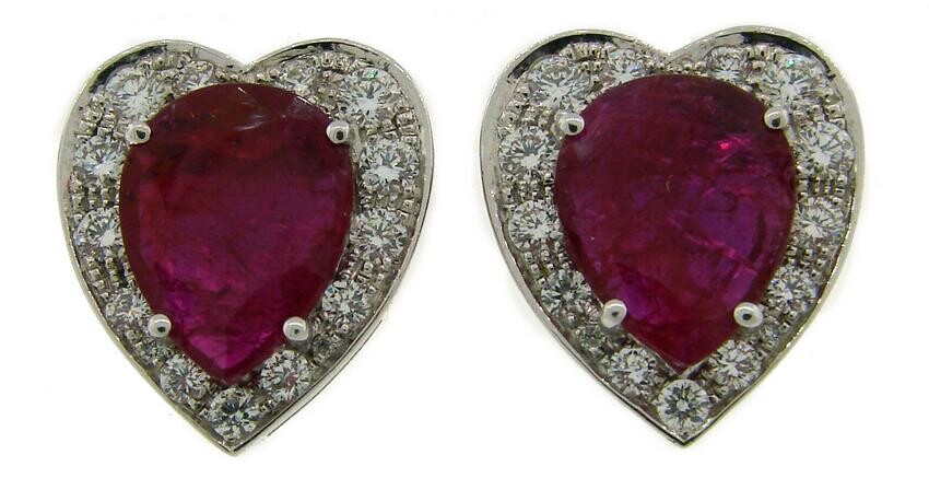 Certified Natural No-Heat Heart Ruby White Gold