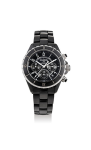 Chanel. A Black Ceramic and Stainless Steel Chronograph Bracelet Watch with Date
