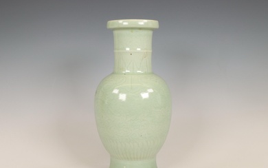 China, celadon-glazed baluster vase, 19th-20th century