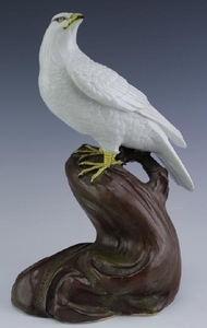 Chinese Bird of Prey "White Hawk" Porcelain Statue