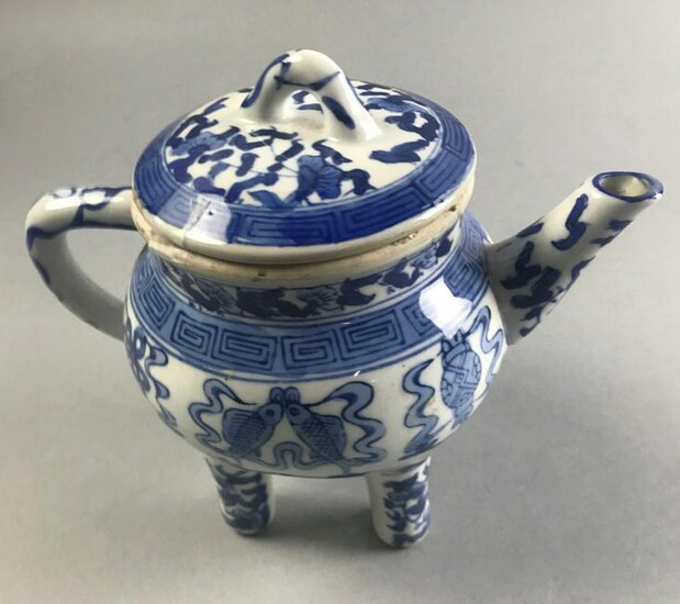 Chinese Blue and White Teapot on Legs