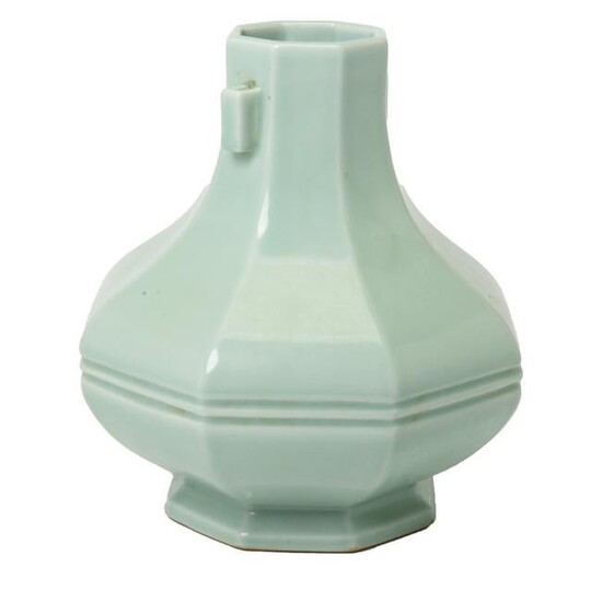 Chinese Celadon Glazed Octagonal Vase.