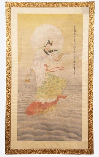 Chinese Gouache Painting on Silk, Qing Dynasty (circa