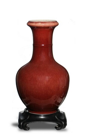 Chinese Red Glazed Vase with Xian String, 19th Century