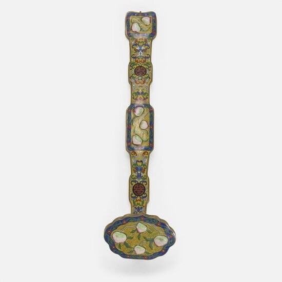 Chinese, cloisonné enamel hardstone inlay ruyi scepter