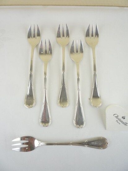 Christofle - oyster forks (6) - Louis XVI - Silver-plated - Rubans