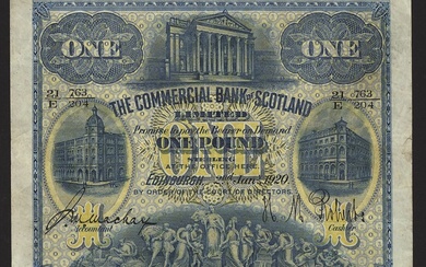 Commercial Bank of Scotland, £1, Edinburgh, 2nd January 1920, serial number 21/E 763/204, (PMS...