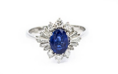 Contemporary White Gold and Ceylon Sapphire Ring
