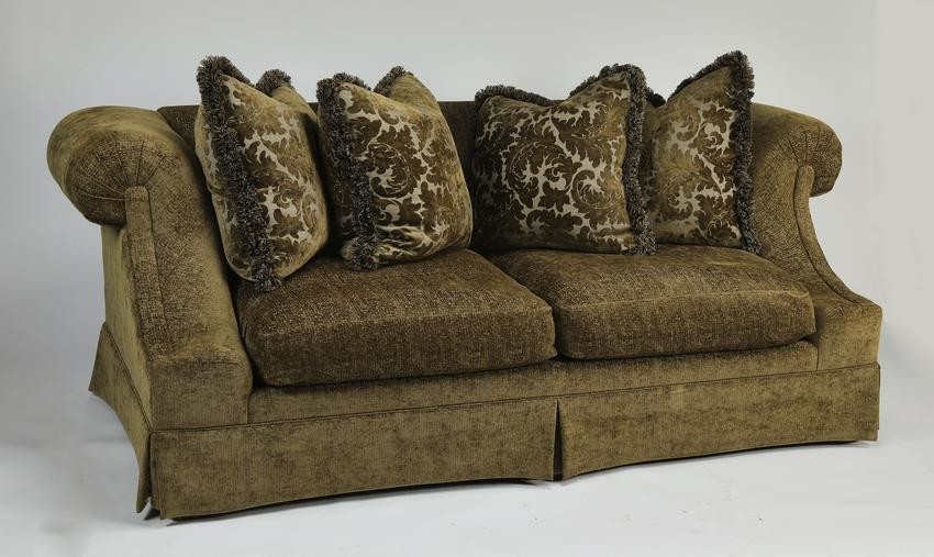 Contemporary upholstered sofa with accent pillows