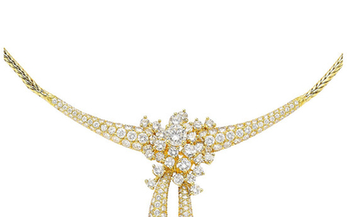 Diamond, Gold Necklace Stones: Full-cut diamonds weighing a total...