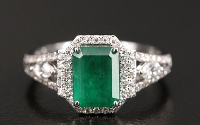 EFFY 14K 1.42 CT Emerald and Diamond Ring