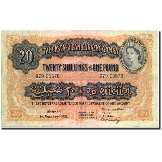 East Africa - 20 Shillings = 1 Pound 1955 - Paper