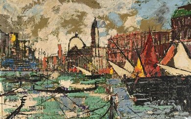 Ecole Moderne vers 1940/1950, "Venise le Grand Canal", Huile sur toile, 61 x 91 cm...