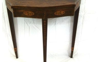 Edwardian inlaid & crossbanded mahogany serpentine fronted h...