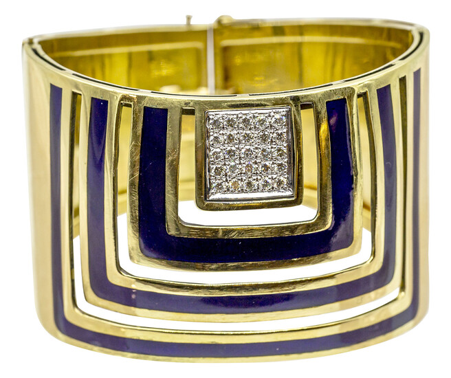 Enamel and diamond bracelet