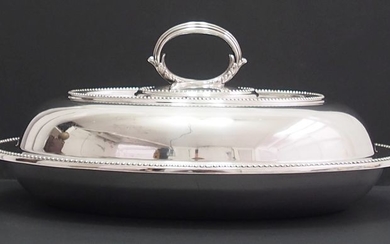 Entree Dish With Lid & Twist handle By William Hutton & Son - Silverplate