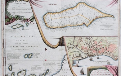 Europe, Spain, Canary Islands, Madeira, Funchal, Azores, Portugal; V. Coronelli - Isole Canarie - 1681-1700