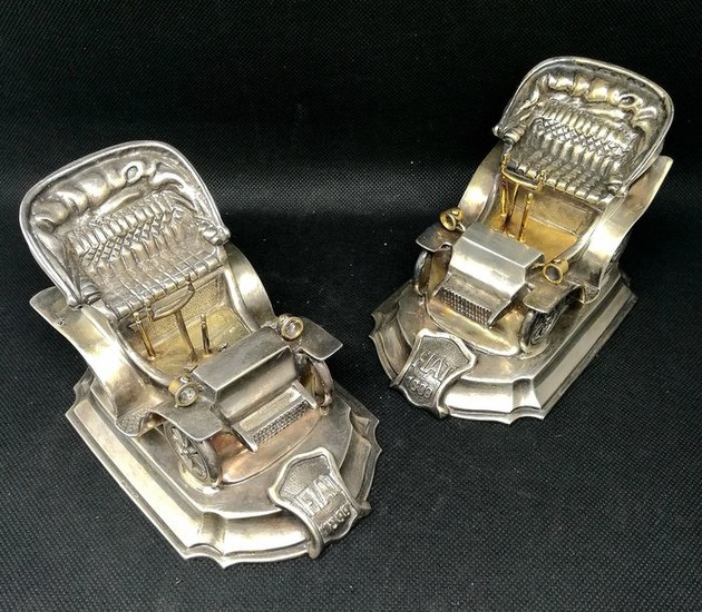 Extraordinary Pair of Vintage Cars in Scala (2) - .800 silver - Italy - mid 20th century