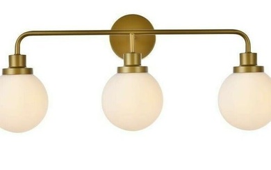 FROSTED GLASS SHADE DINING ROOM BEDROOM BATHROOM BRASS WALL SCONCE 3 LIGHT 27.6"