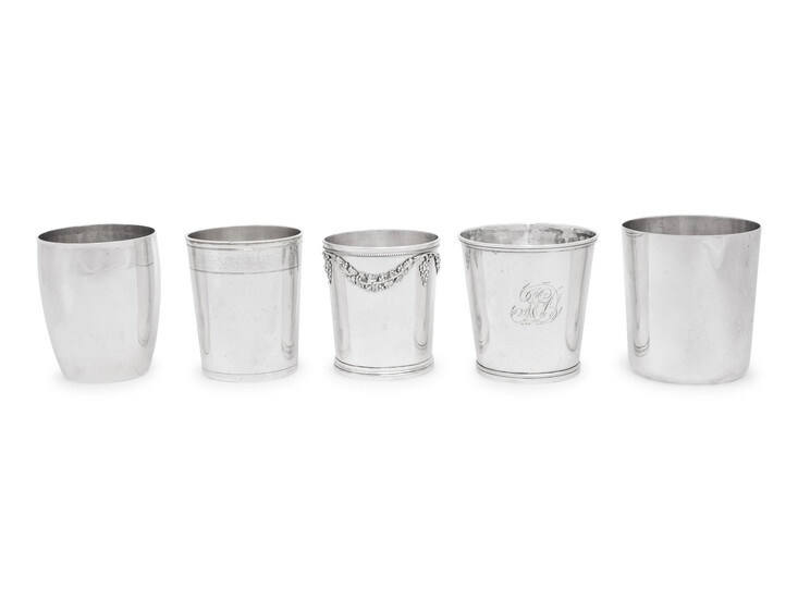 Five Continental Silver Beakers