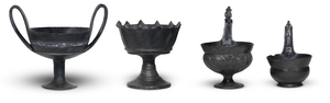Four Etruscan Bucchero ware pottery vessels