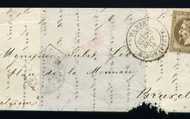 France 1870 - Rare Mail Balloon Le Non Dénommé 1 September 28, 1870 for Brussels