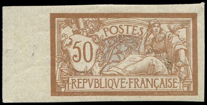 France 1900 - Merson 50 centimes brown and grey. Imperforate sheet edge VF - Yvert 120a