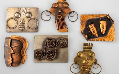 Francisco Rebajes Mixed Metal Art Jewelry Pins, 6